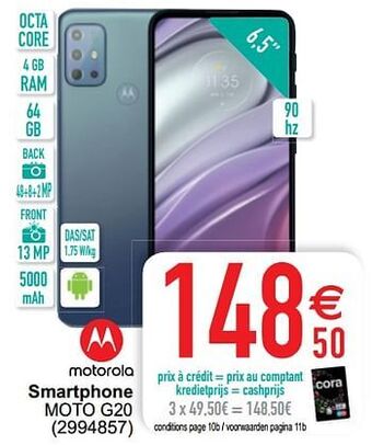 Cora Motorola smartphone moto g20 aanbieding