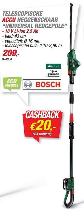 Hubo Bosch telescopische accu heggenschaar universal hedgepole aanbieding