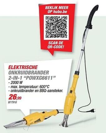 Powerplus elektrische onkruidbrander 2-in-1 powxg6611