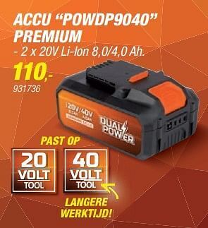 Hubo Powerplus accu powdp9040 premium aanbieding