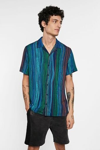 Desigual Gestreept overhemd met korte mouwen - BLUE - L aanbieding