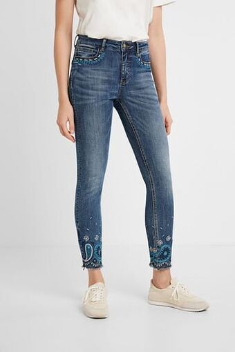 Desigual Enkellange skinny jeans - BLUE - 26 aanbieding