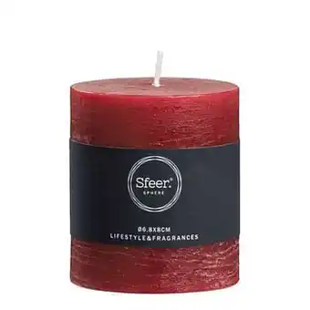 Leen Bakker Sfeer stompkaars Rustiek - rood - 8x6,8 cm - Leen Bakker aanbieding