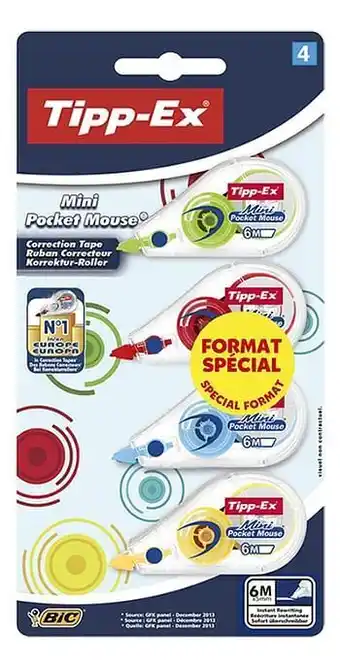 Dreamland Tipp-Ex correctieroller Mini Pocket Mouse Fun - 4 stuks aanbieding