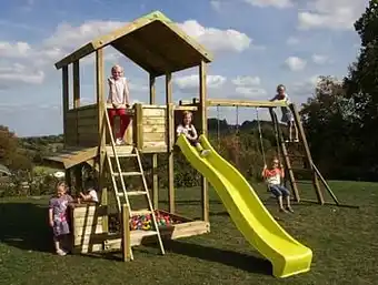 Dreamland Fox play schommel Sacramento Monkey Bar Shop met gele glijbaan aanbieding