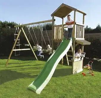 Dreamland BnB Wood schommel Nieuwpoort Shop met limegroene glijbaan aanbieding