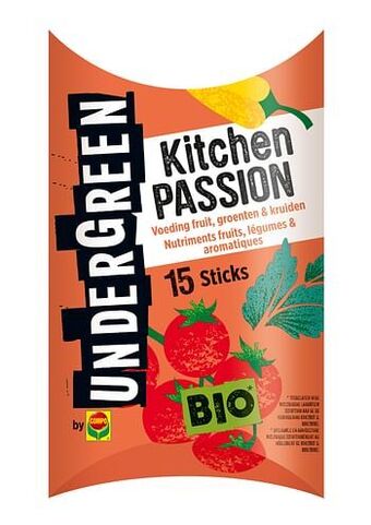 Brico Compo Bio voedingstaafjes fruit, groenten & kruiden Undergreen Kitchen Passion 15 stuks aanbieding