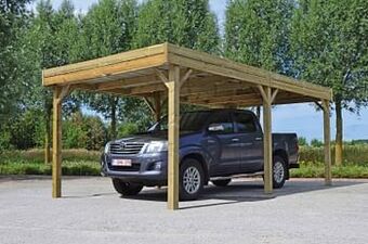 Brico Cartri carport Miro rood naaldhout 600x300x220cm aanbieding