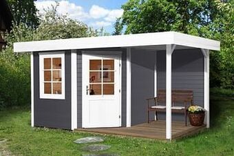 Brico Weka tuinhuis met overkapping 213 Type A GR2 grijs 298x298cm aanbieding