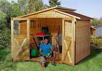 Brico Weka tuinhuis 323 GR2 beits 194x254cm aanbieding