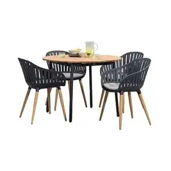 Leen Bakker Le Sud tuinset Rodez Loire rond - antraciet - 5-delig - Leen Bakker aanbieding