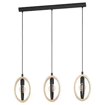 Leen Bakker EGLO hanglamp Basildon 3-lichts - zwart/bruin - Leen Bakker aanbieding