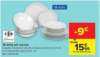 Carrefour 18 Delig Wit Servies aanbieding