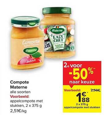 Carrefour Compote Materne aanbieding