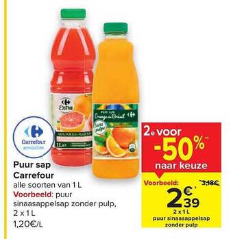Carrefour Puur Sap aanbieding