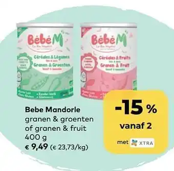 Bebe mandorle granen + groenten of granen + fruit