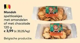 Bio Planet Mondoh speltkoekjes met amandelen of met chocolade aanbieding