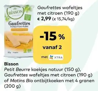Bio Planet Bisson gaufrettes wafeltjes met citroen aanbieding