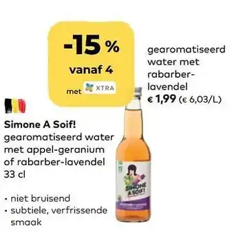 Simone a soif! gearomatiseerd water met rabarberlavendel