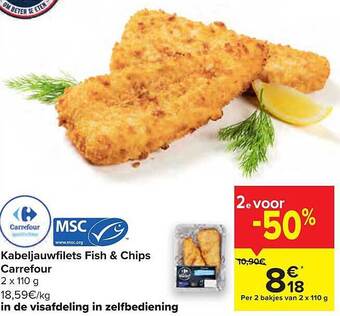 Carrefour Kabeljauwfilets Fish & Chips aanbieding