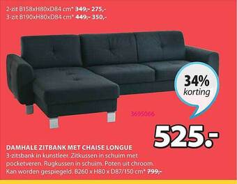 Jysk Damhale Zitbank Met Chaise Longue aanbieding