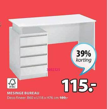 Jysk Mesinge Bureau aanbieding