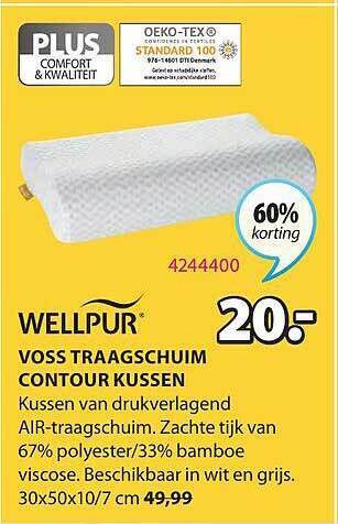Jysk Voss Traagschuim Contour Kussen aanbieding