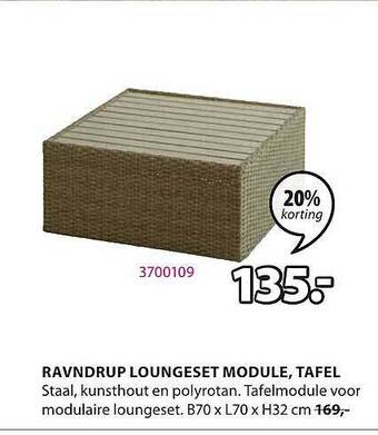 Jysk Ravndrup Loungeset Module, Tafel aanbieding