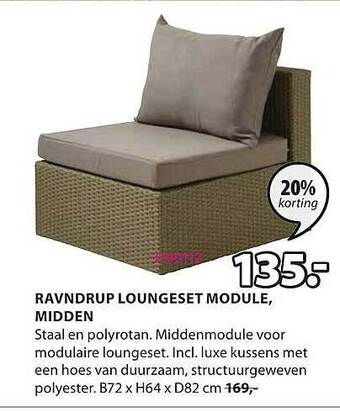 Jysk Ravndrup Loungeset Module, Midden aanbieding