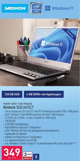 ALDI Medion Akoya E13204 (MD64020) Notebook 33,8 cm/13,3" aanbieding