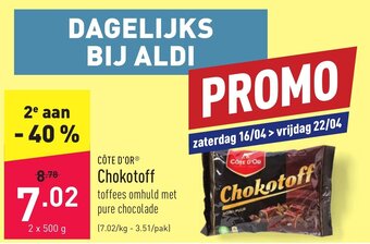 ALDI Cote D'Or Chokotoff aanbieding