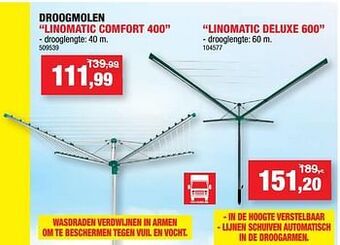 Hubo Droogmolen linomatic comfort 400 aanbieding