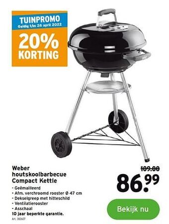 GAMMA Weber houtskoolbarbecue compact kettle aanbieding