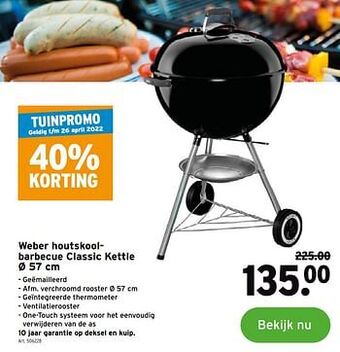 GAMMA Weber houtskoolbarbecue classic kettle aanbieding