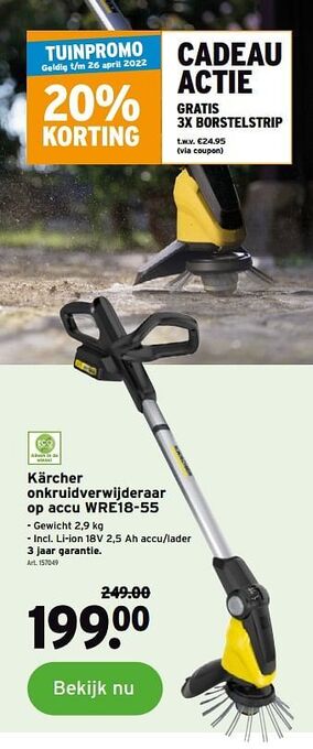 GAMMA Kärcher onkruidverwijderaar op accu wre18-55 aanbieding