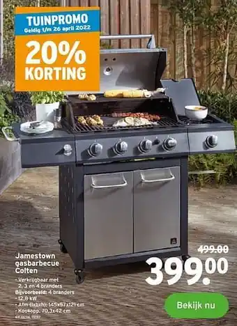 GAMMA Jamestown gasbarbecue colten aanbieding