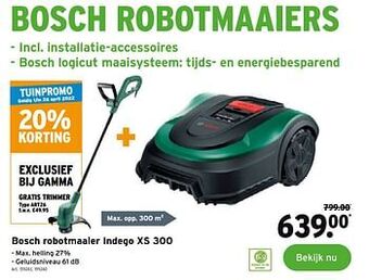 GAMMA Bosch robotmaaier indego xs 300 aanbieding