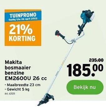 GAMMA Makita bosmaaier benzine em2600u 26 cc aanbieding