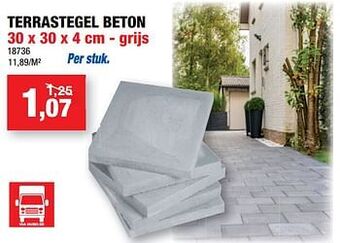 Hubo Terrastegel beton grijs aanbieding