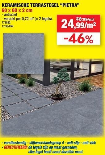 Hubo Keramische terrastegel pietra aanbieding