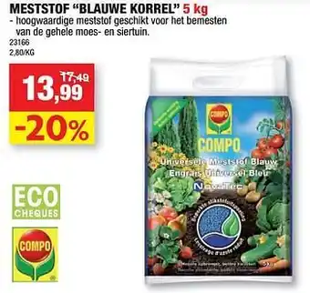 Hubo Meststof blauwe korrel aanbieding