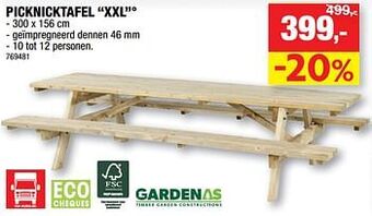 Hubo Picknicktafel xxl aanbieding
