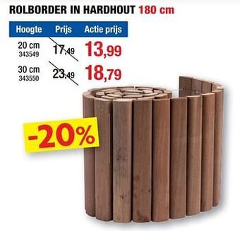 Hubo Rolborder in hardhout aanbieding