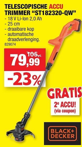 Hubo Black + decker telescopische accu trimmer st182320-qw aanbieding