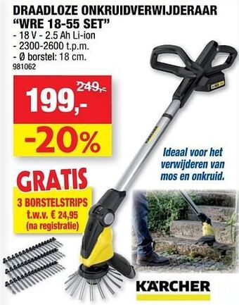 Hubo Kärcher draadloze onkruidverwijderaar wre 18-55 set aanbieding