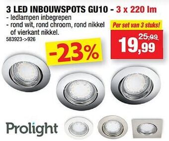 Hubo 3 led inbouwspots gu10 aanbieding