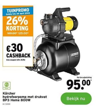 GAMMA Kärcher hydrofoorpomp met drukvat bp3 home 800w aanbieding