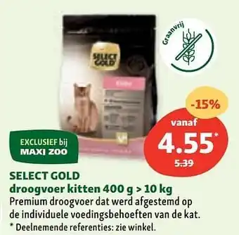 Maxi Zoo Select gold droogvoer kitten aanbieding