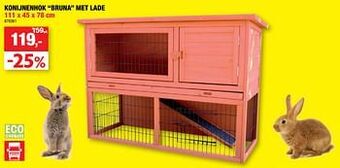 Hubo Konijnenhok bruna met lade aanbieding