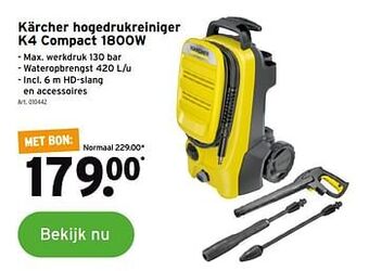 GAMMA Kärcher hogedrukreiniger k4 compact 1800w aanbieding